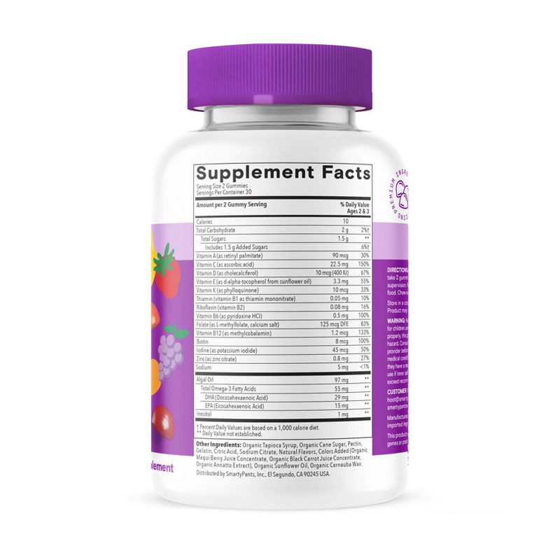 slide 2 of 15, SmartyPants Toddler Plus Multivitamin & Omegas Gummies with Vitamins C, D3, B12 & Zinc - 60ct, 60 ct