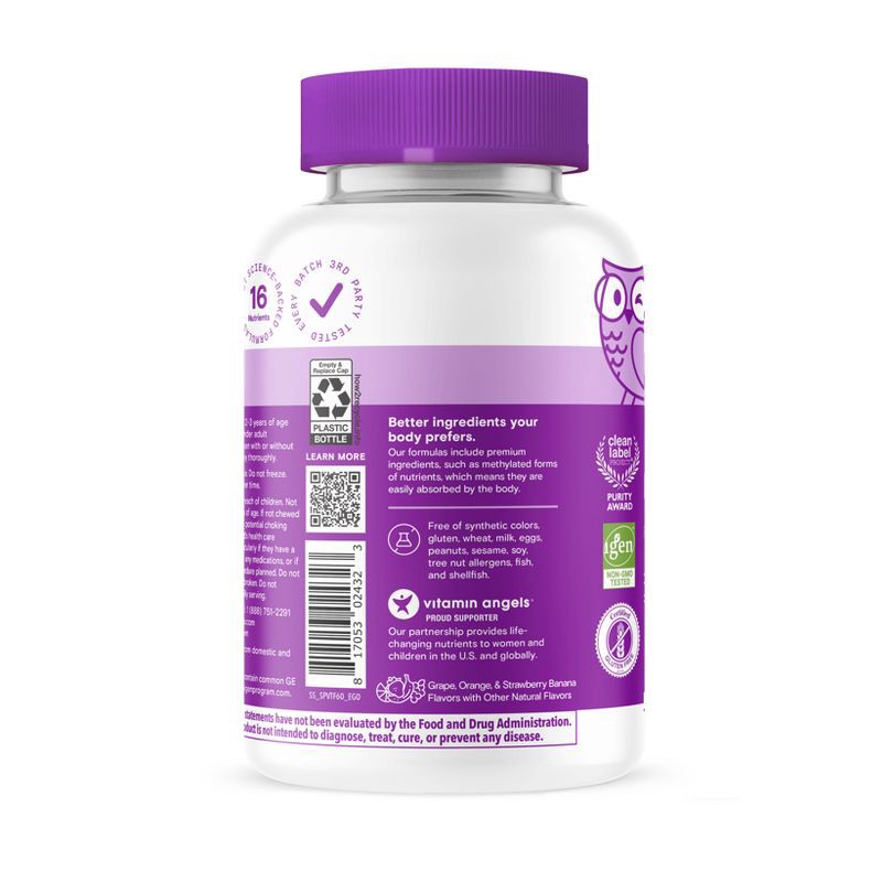 slide 15 of 15, SmartyPants Toddler Plus Multivitamin & Omegas Gummies with Vitamins C, D3, B12 & Zinc - 60ct, 60 ct