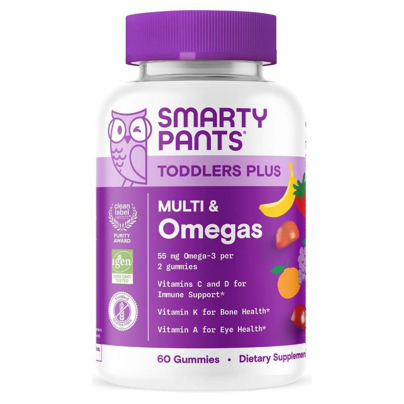 slide 1 of 15, SmartyPants Toddler Plus Multivitamin & Omegas Gummies with Vitamins C, D3, B12 & Zinc - 60ct, 60 ct