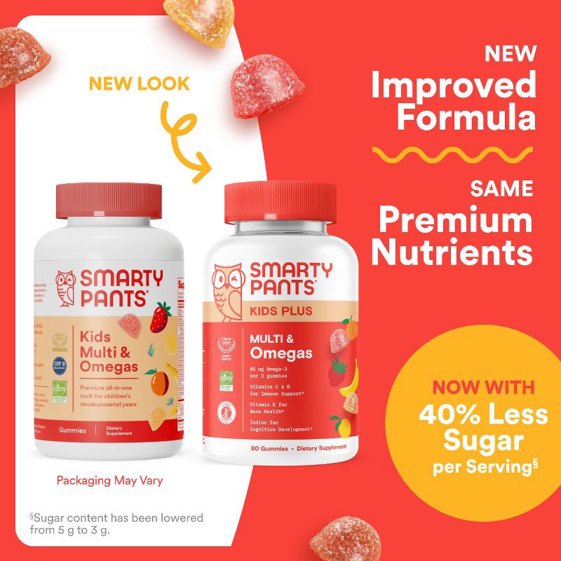 slide 3 of 15, SmartyPants Kids Plus Multivitamin & Omegas Gummies with Vitamins C, D3, B12 & Zinc - 80ct, 80 ct
