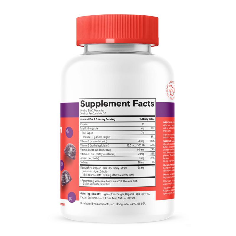 slide 2 of 13, SmartyPants Kids' Triple Action Immunity Gummies with Vitamins C, D3, & Zinc, Elderberry - 60ct, 60 ct