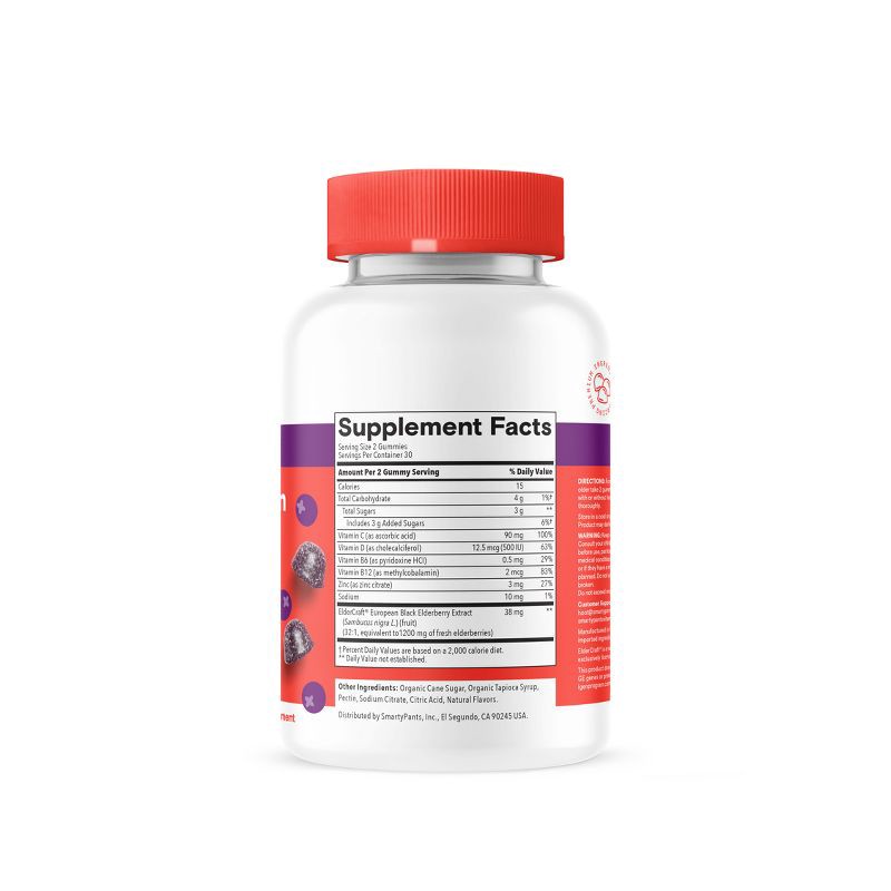 slide 12 of 13, SmartyPants Kids' Triple Action Immunity Gummies with Vitamins C, D3, & Zinc, Elderberry - 60ct, 60 ct