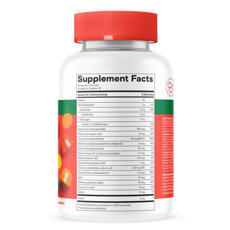 slide 2 of 9, SmartyPants Kids Multivitamin & Fiber Gummies for Digestive Health - 90ct, 90 ct