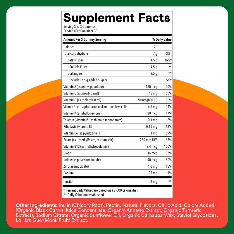 slide 4 of 9, SmartyPants Kids Multivitamin & Fiber Gummies for Digestive Health - 90ct, 90 ct