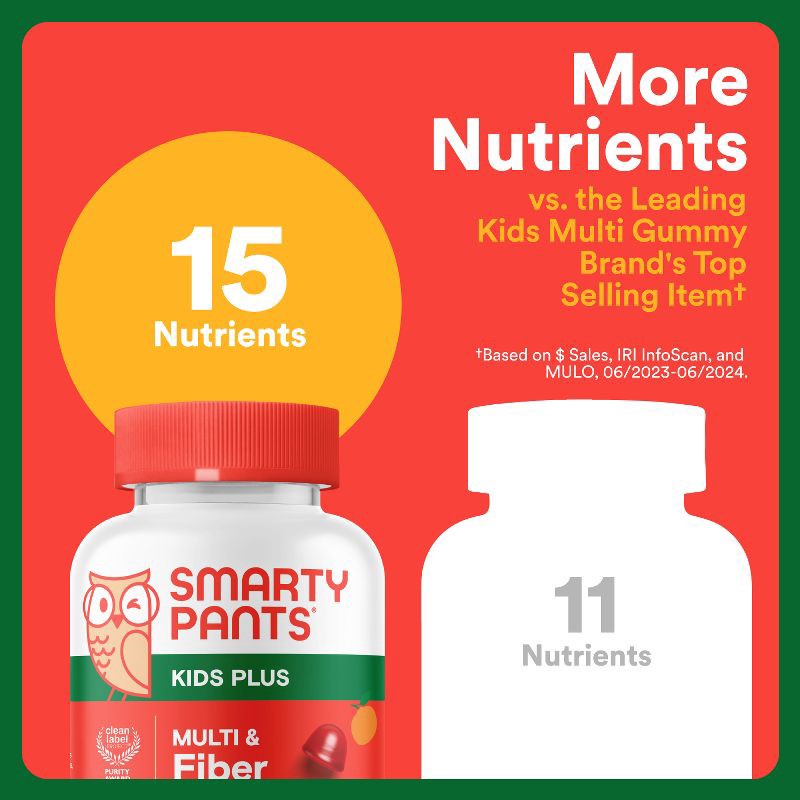 slide 5 of 9, SmartyPants Kids Multivitamin & Fiber Gummies for Digestive Health - 90ct, 90 ct