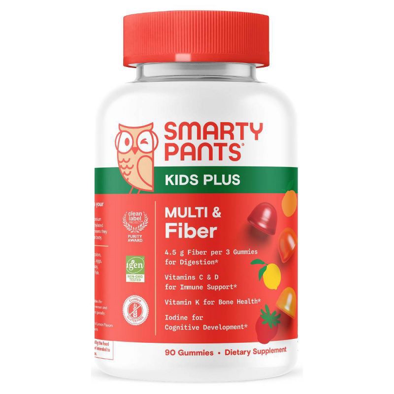 slide 1 of 9, SmartyPants Kids Multivitamin & Fiber Gummies for Digestive Health - 90ct, 90 ct