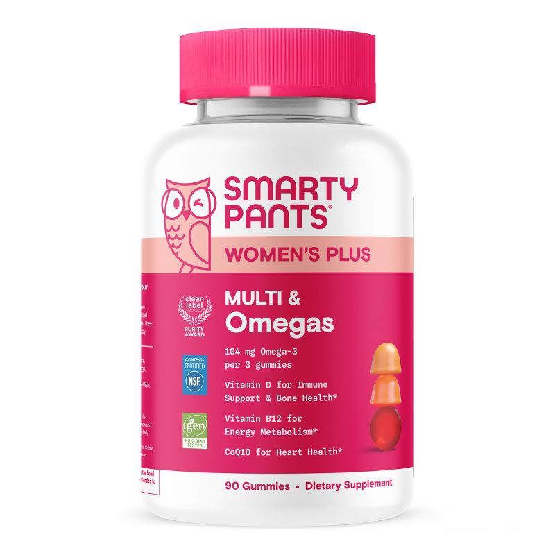 slide 1 of 10, SmartyPants Women's Plus Multivitamin & Omegas Gummies with Vitamins C, D3, B12 & Zinc - 90ct, 90 ct