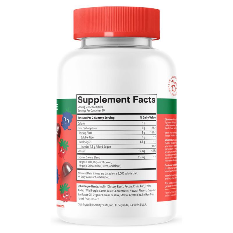 slide 2 of 14, SmartyPants Kids Fiber & Veggies Gummies for Digestive Health, Mixed Berry - 60ct, 60 ct