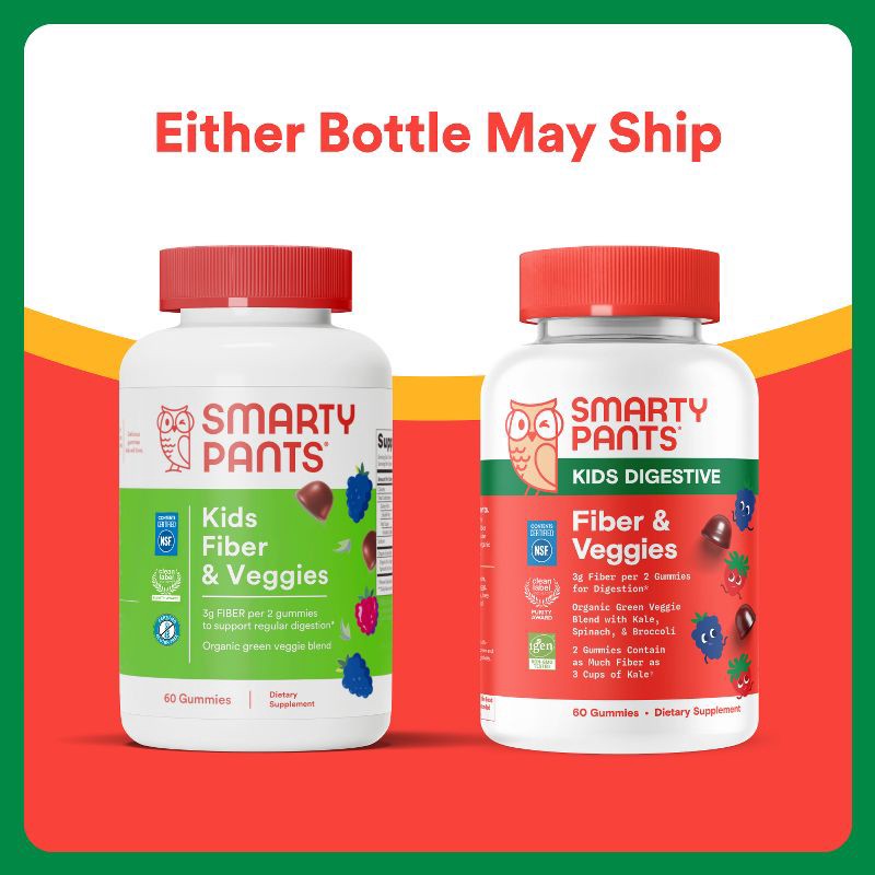 slide 3 of 14, SmartyPants Kids Fiber & Veggies Gummies for Digestive Health, Mixed Berry - 60ct, 60 ct