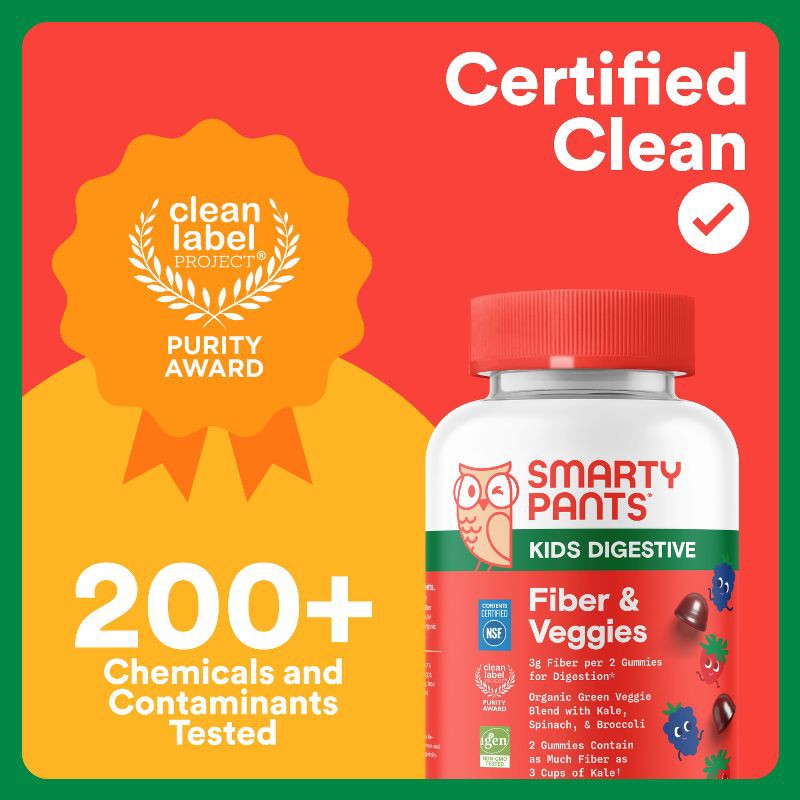 slide 12 of 14, SmartyPants Kids Fiber & Veggies Gummies for Digestive Health, Mixed Berry - 60ct, 60 ct