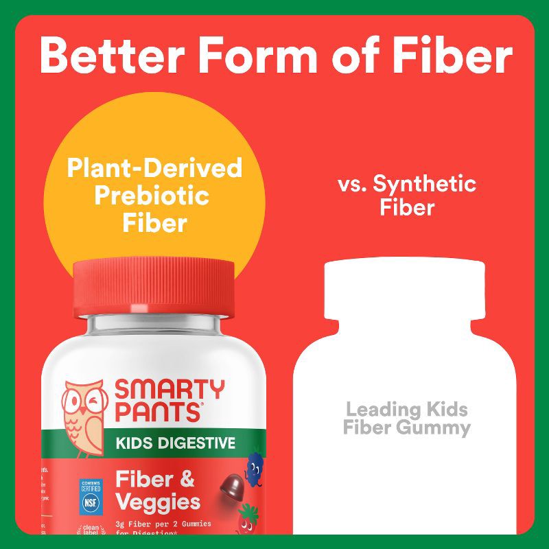 slide 7 of 14, SmartyPants Kids Fiber & Veggies Gummies for Digestive Health, Mixed Berry - 60ct, 60 ct