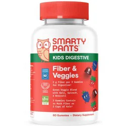 SmartyPants Kids Fiber & Veggies Gummies for Digestive Health, Mixed Berry - 60ct