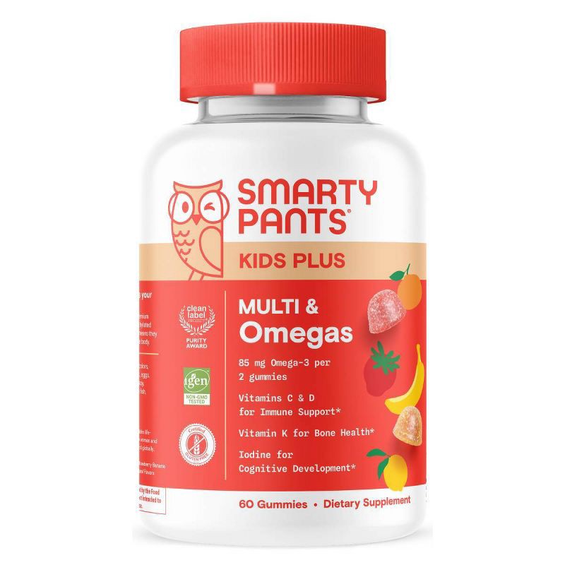 slide 1 of 13, SmartyPants Kids Plus Multivitamin & Omegas Gummies with Vitamins C, D3, B12 & Zinc - 60ct, 60 ct