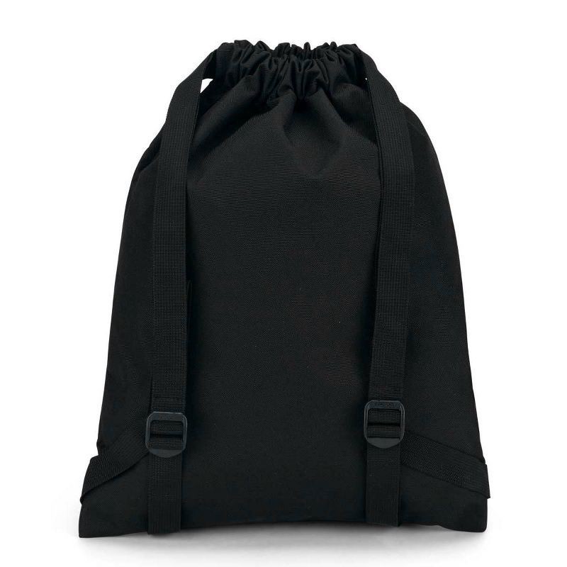 slide 4 of 4, JanSport Drawstring Bag - Black: Lightweight Dobby Shell, Front Zip Pocket, 1 ct