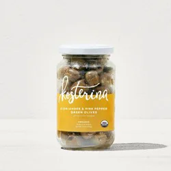 Kosterina Coriander and Pink Peppercorn Pitted Organic Green Olives - 6.7oz