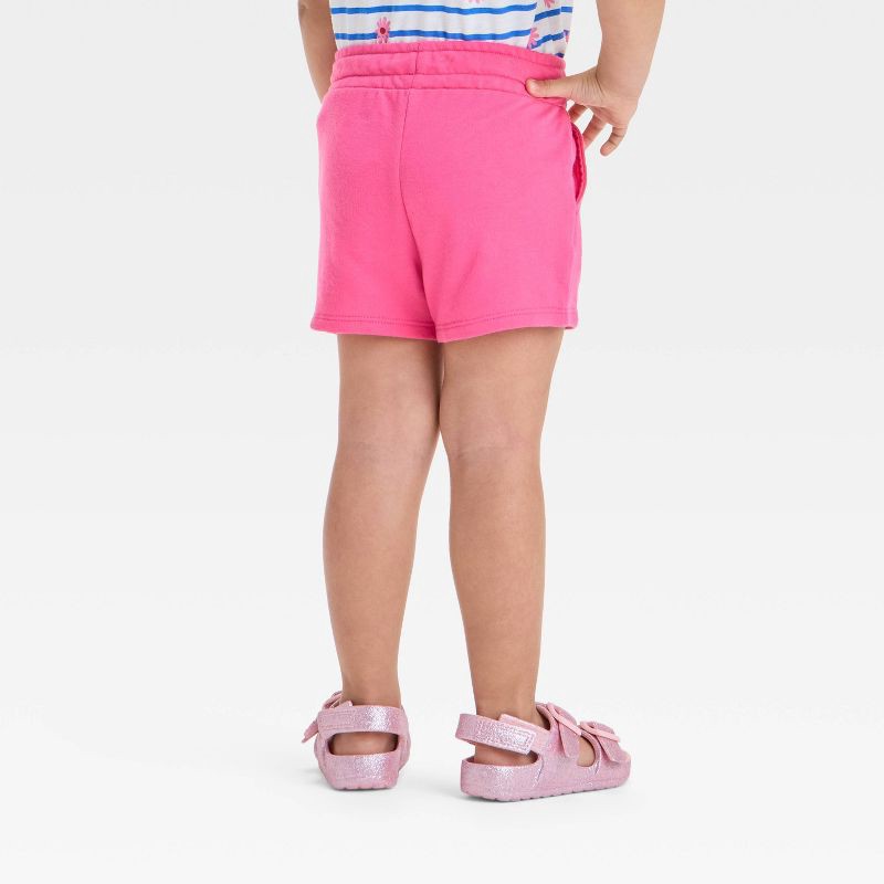 slide 2 of 3, Toddler Girls' Knit Shorts - Cat & Jack™ Pink 2T: Cotton Blend, Recycled Polyester, Midweight, Flexible Drawstring, Machine Washable, 1 ct