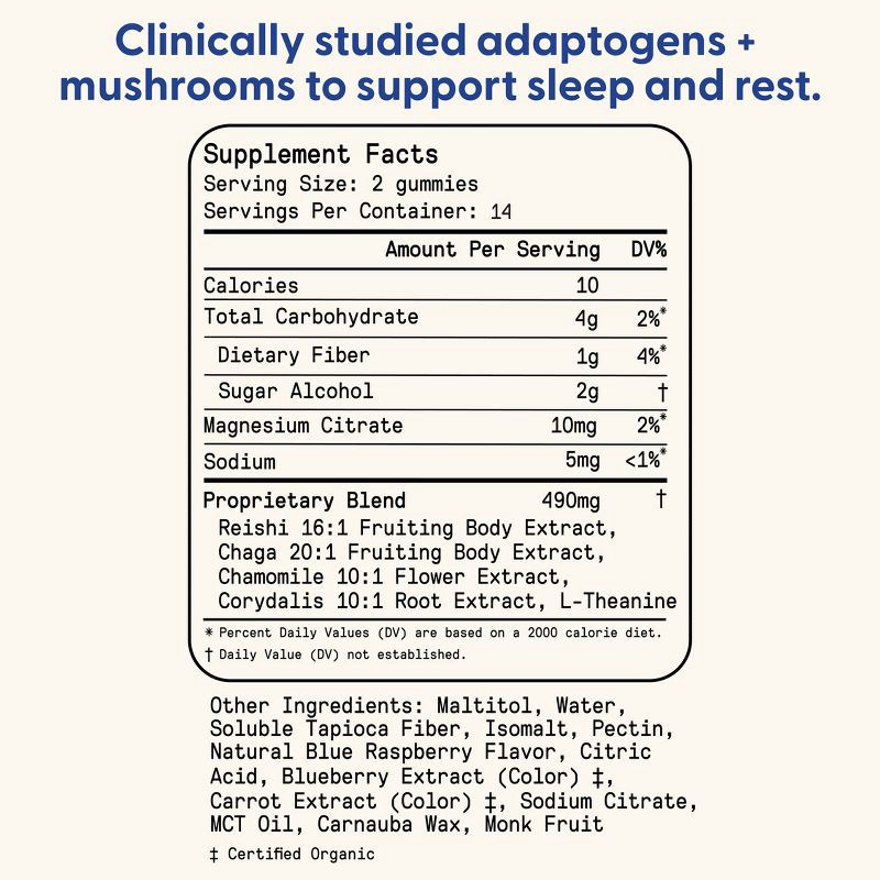 slide 3 of 10, SuperMush Daily Sleep Mushroom Supplement Vegan Gummies - 28ct/14 Servings, 28 ct, 14 servings