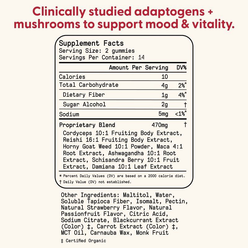 slide 3 of 10, SuperMush Daily Passion Mushroom Supplement Gummies - 28ct/14 Servings, 28 ct, 14 servings