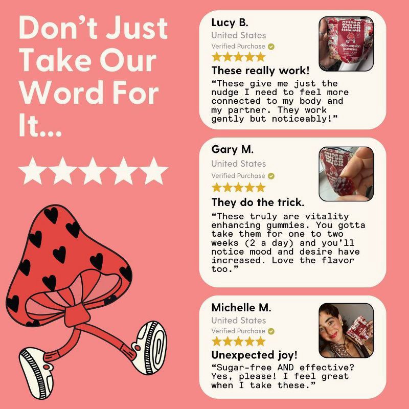 slide 7 of 10, SuperMush Daily Passion Mushroom Supplement Gummies - 28ct/14 Servings, 28 ct, 14 servings