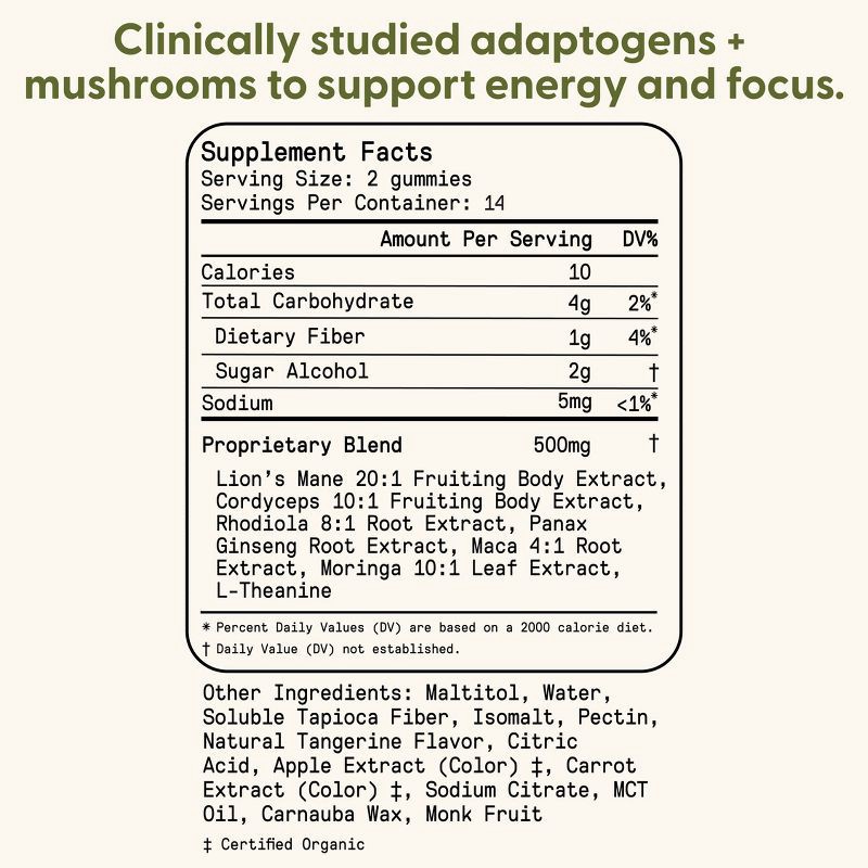 slide 3 of 11, SuperMush Daily Energy Mushroom Supplement Gummies - 28ct/14 Servings, 28 ct, 14 servings