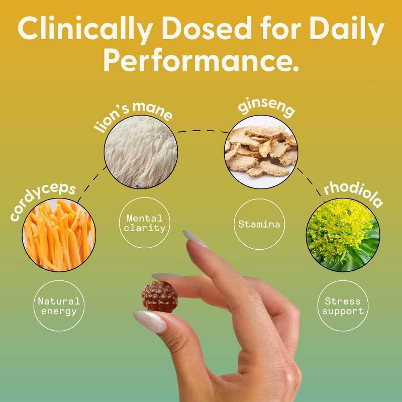 slide 7 of 11, SuperMush Daily Energy Mushroom Supplement Gummies - 28ct/14 Servings, 28 ct, 14 servings