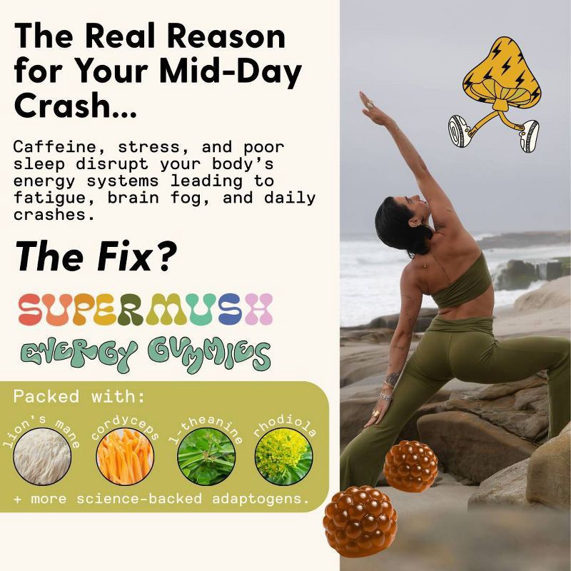 slide 8 of 11, SuperMush Daily Energy Mushroom Supplement Gummies - 28ct/14 Servings, 28 ct, 14 servings