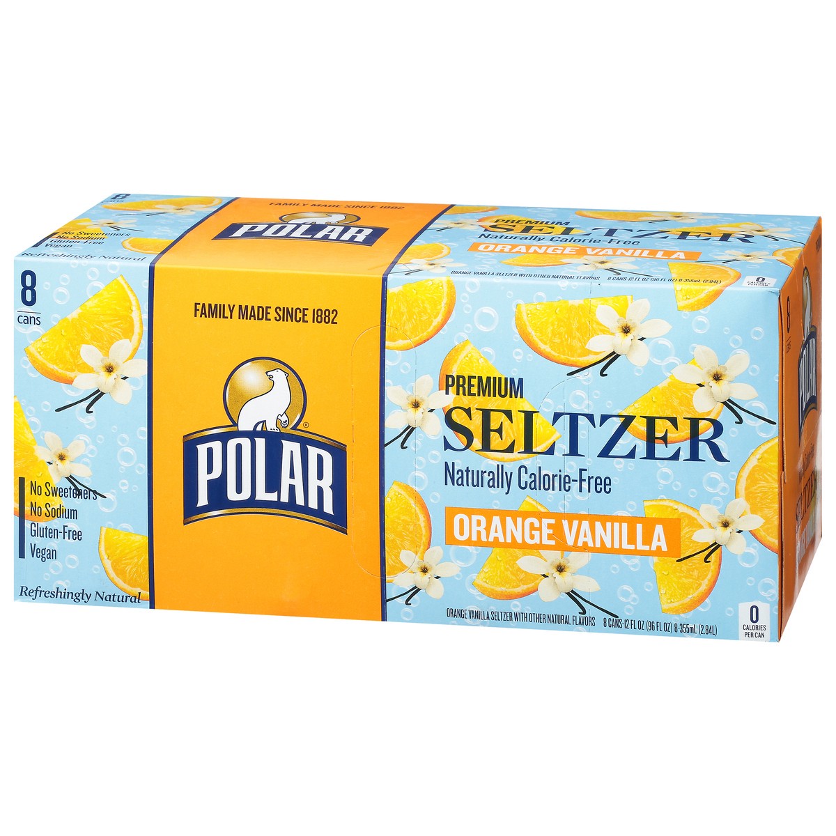 slide 3 of 9, Polar Seltzer - 8pk 12oz - Orange Vanilla, 8 ct; 12 oz