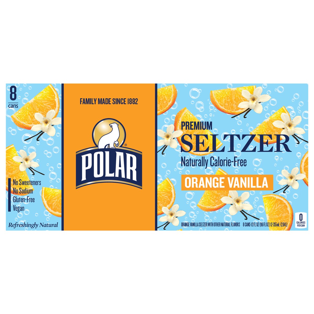 slide 1 of 9, Polar Seltzer - 8pk 12oz - Orange Vanilla, 8 ct; 12 oz