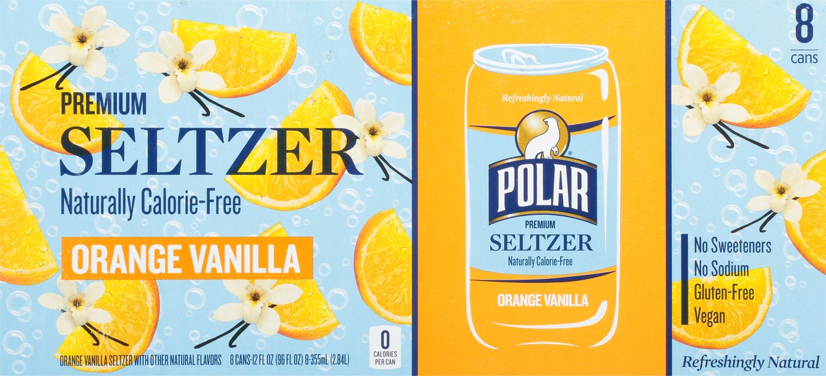 slide 2 of 9, Polar Seltzer - 8pk 12oz - Orange Vanilla, 8 ct; 12 oz