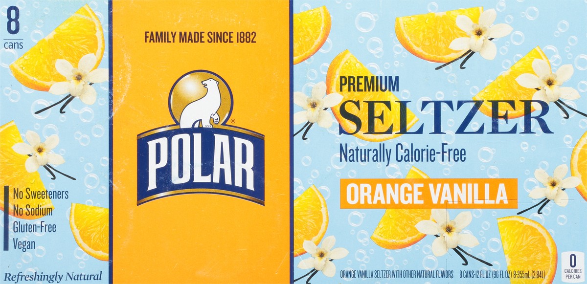 slide 4 of 9, Polar Seltzer - 8pk 12oz - Orange Vanilla, 8 ct; 12 oz