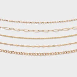 Chain Choker Necklace Set 5pc - Wild Fable™ Gold: Lobster Claw Clasp, Recycled Zinc, 12" Length