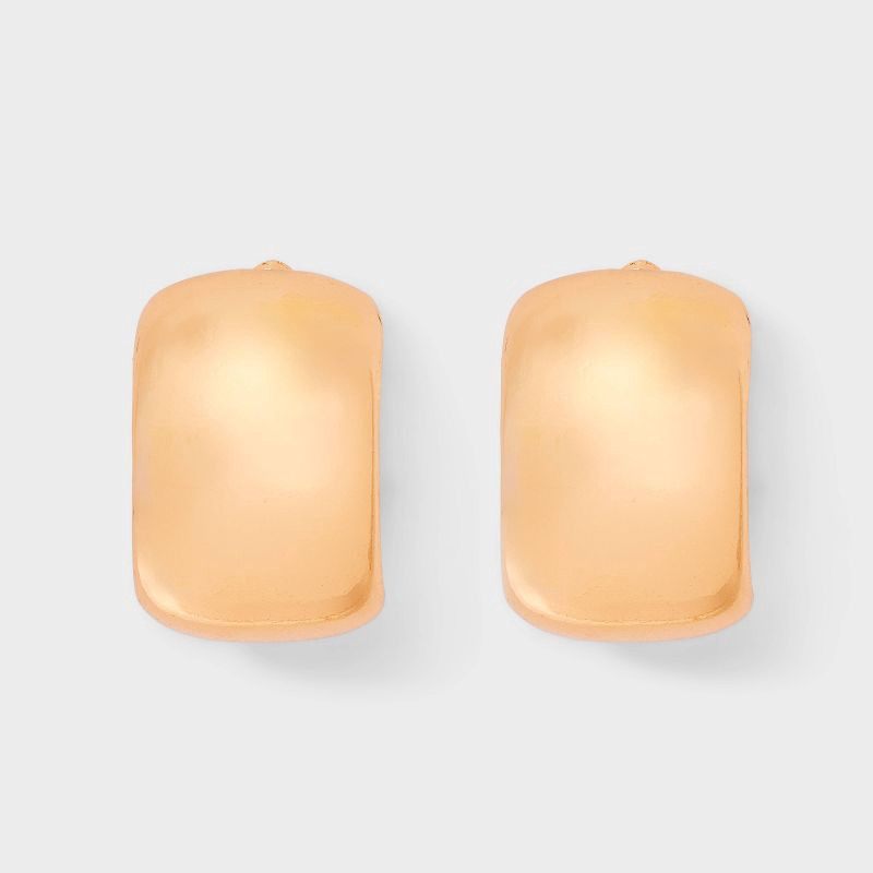 slide 1 of 3, Irregular Arc Hoop Earrings - Universal Thread™ Gold: Steel & Nickel-Free Metal, 1.07" Length, 0.69" Width, 1 ct