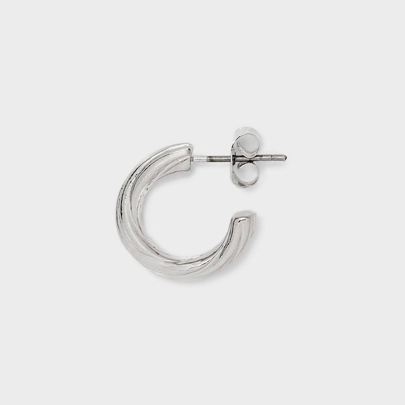 slide 3 of 3, Braided and Twist Textured Hoop Earring Set 3pc - Universal Thread™ Silver: Steel, Nickel-Free, Zinc Alloy, 3 ct