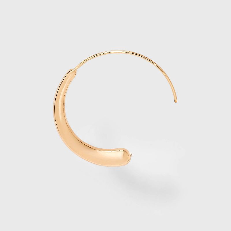 slide 3 of 3, Tubular Threader Hoop Earrings - Universal Thread™ Gold: Brass & Zinc Alloy, Nickel-Free, 1.33" Length, 5.6g Weight, 5.6 gram