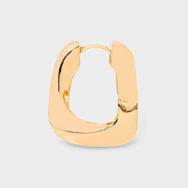 slide 3 of 3, Twisted Rectangular Hoop Earrings - Universal Thread™ Gold: Hinge Closure, Steel & Nickel-Free Metal, 1 ct