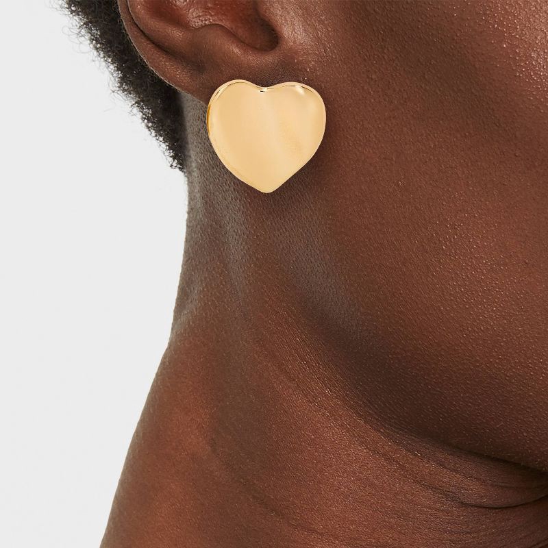 slide 2 of 3, Wavy Heart Earrings - Universal Thread™ Gold: Nickel-Free Recycled Iron, Post Closure, Button Style, 1 ct