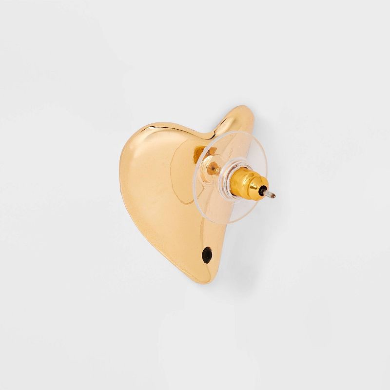 slide 3 of 3, Wavy Heart Earrings - Universal Thread™ Gold: Nickel-Free Recycled Iron, Post Closure, Button Style, 1 ct