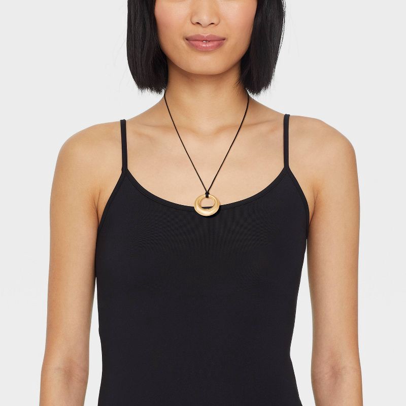 slide 2 of 4, Cord with Puffy Open Circle Pendant Necklace - Universal Thread™ Gold: Lobster Claw Clasp, 18" Length, Recycled Zinc, 1 ct