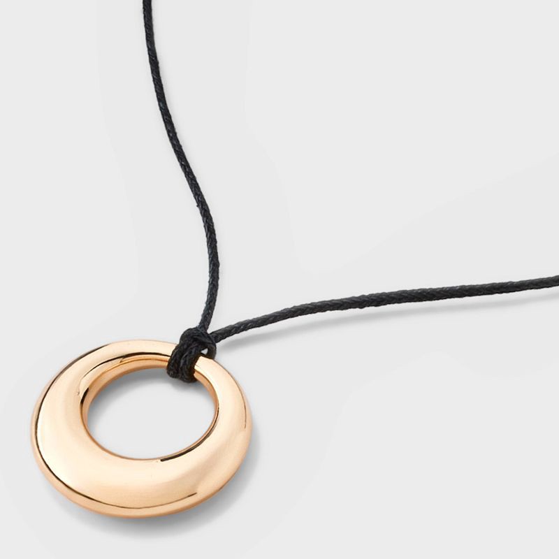 slide 4 of 4, Cord with Puffy Open Circle Pendant Necklace - Universal Thread™ Gold: Lobster Claw Clasp, 18" Length, Recycled Zinc, 1 ct