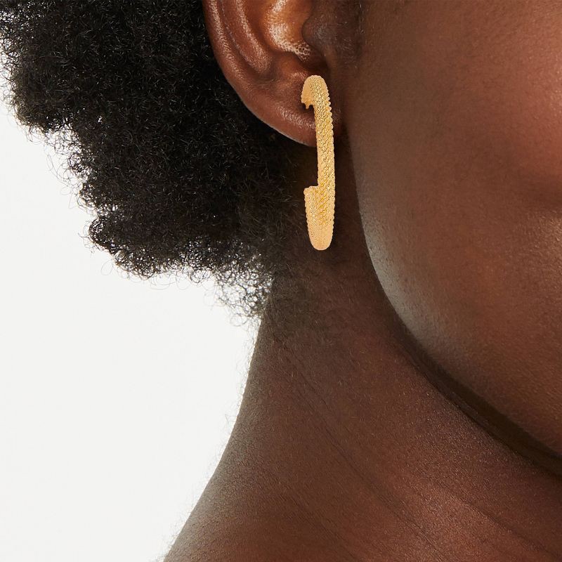slide 2 of 3, Textured Hoop Earrings - A New Day™ Metallic Gold: Hypoallergenic, Nickel-Free, Post Closure, 1 ct