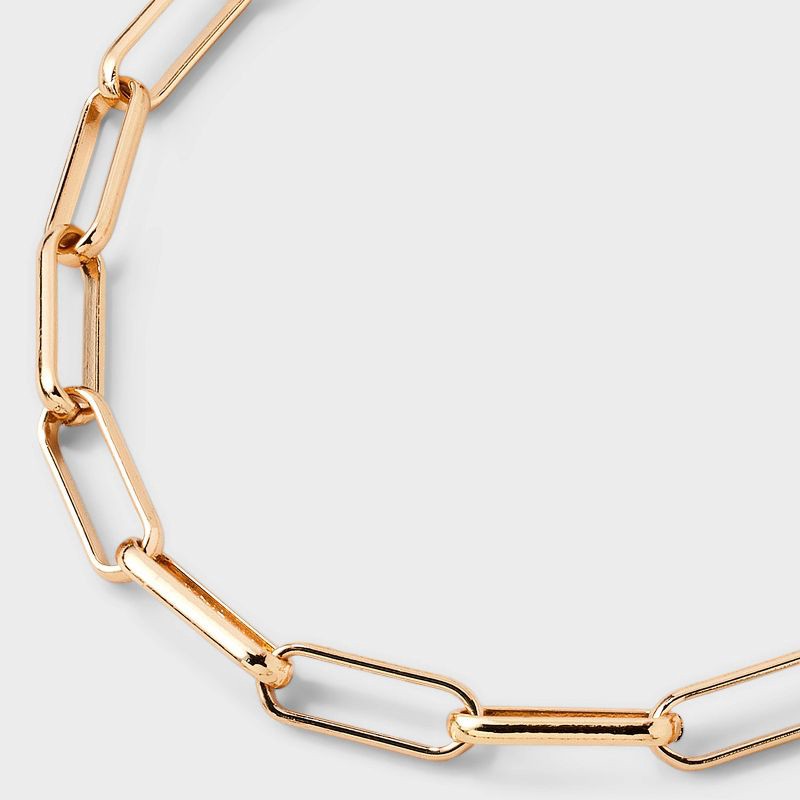 slide 4 of 4, Paper Clip Chain Necklace - A New Day™ Gold: Steel, Lobster Claw Clasp, 16" with 3" Extender, 1 ct