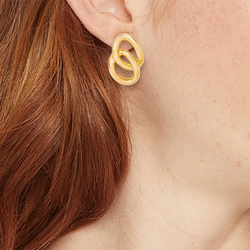 slide 2 of 3, Linear Link Earrings - A New Day™ Gold: Hypoallergenic Nickel-Free Metal, Post Closure, 1 ct