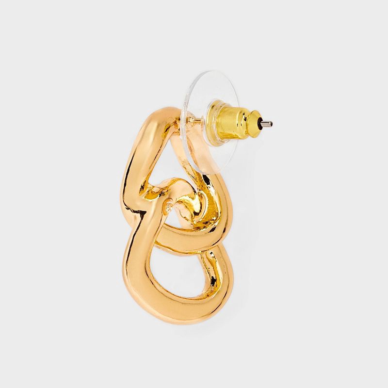 slide 3 of 3, Linear Link Earrings - A New Day™ Gold: Hypoallergenic Nickel-Free Metal, Post Closure, 1 ct