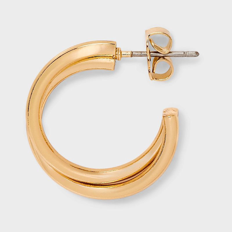 slide 3 of 3, Twisted Hoop Earring Set 3pc - A New Day™ Clear/Gold: Nickel-Free Metal, Post Closure, 3 ct