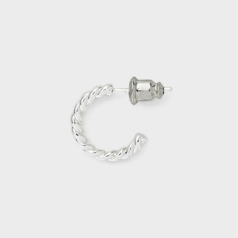 slide 3 of 3, Silver Plated Cubic Zirconia and Twist Hoop Earring Set 3pc - A New Day™: Brass, Nickel-Free, Gift Box Included, 3 ct