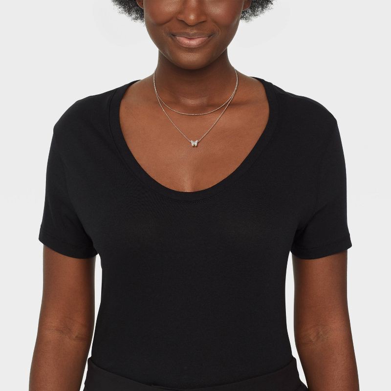 slide 2 of 4, Silver Plated Sliding Cubic Zirconia Butterfly Multi-Strand Necklace - A New Day™: Brass, Nickel-Free, 21" Length, 1 ct