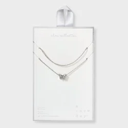 Silver Plated Sliding Cubic Zirconia Butterfly Multi-Strand Necklace - A New Day™: Brass, Nickel-Free, 21" Length