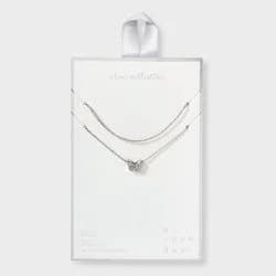 Silver Plated Sliding Cubic Zirconia Butterfly Multi-Strand Necklace - A New Day™: Brass, Nickel-Free, 21" Length