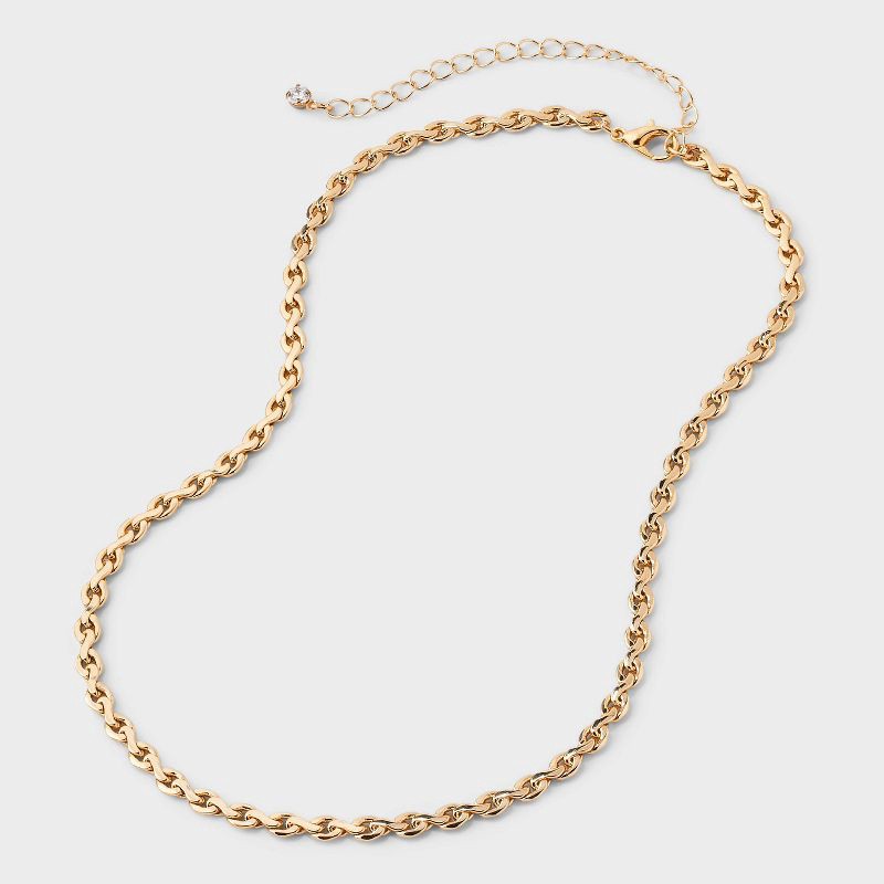 slide 3 of 4, Linked Chain Necklace - A New Day™ Gold: Lobster Claw Clasp, Nickel-Free Metal, 16" Length, 3" Extended Length, 1 ct