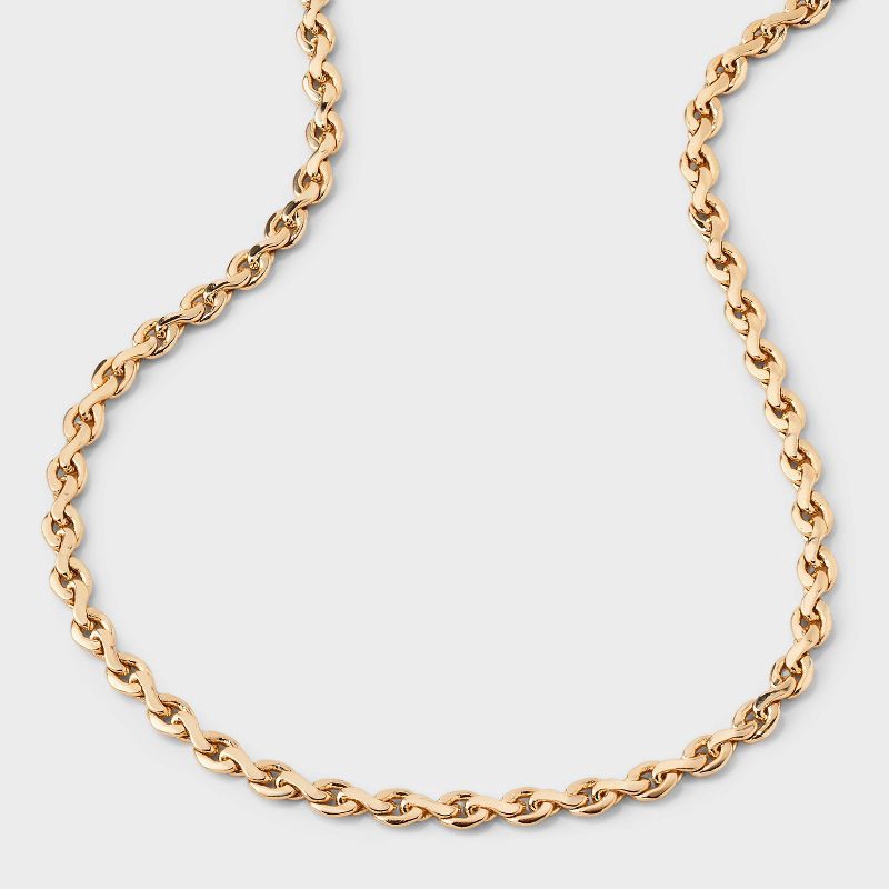 slide 1 of 4, Linked Chain Necklace - A New Day™ Gold: Lobster Claw Clasp, Nickel-Free Metal, 16" Length, 3" Extended Length, 1 ct